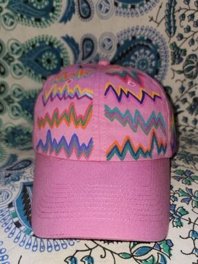 Pink Zigzag Embroidered Baseball Cap